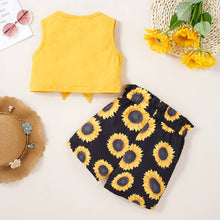 Load image into Gallery viewer, Girls Cropped Tank and Sunflower Print Shorts Set
