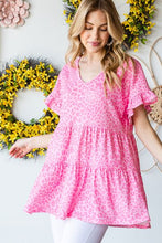 Load image into Gallery viewer, Heimish Full Size Leopard Ruffle Trim Short Sleeve Top
