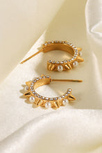 Load image into Gallery viewer, Inlaid Rhinestone Faux Pearl Earrings
