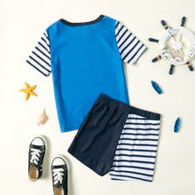 Load image into Gallery viewer, Graphic Striped Short Sleeve Top and Shorts Set
