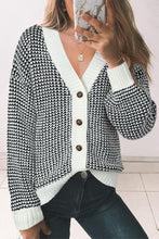 Load image into Gallery viewer, Waffle-Knit Drop Shoulder Button-Down Cardigan
