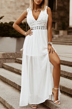 Load image into Gallery viewer, Lace Plunge Sleeveless Maxi Dress with Split

