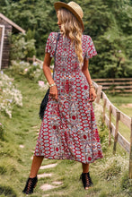Load image into Gallery viewer, Printed Tie Back Flutter Sleeve Dress
