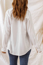 Load image into Gallery viewer, Button-Up Curved Hem Shirt with Breast Pockets
