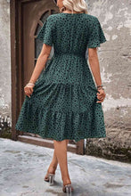 Load image into Gallery viewer, Printed Buttoned V-Neck Flutter Sleeve Dress
