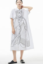 Load image into Gallery viewer, Graphic Button Front Midi Shirt Dress
