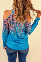 Load image into Gallery viewer, Floral Cold-Shoulder Long Sleeve Round Neck Top
