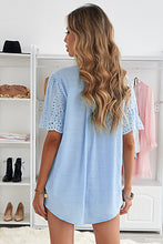 Load image into Gallery viewer, Eyelet Short Sleeve Pleated Blouse
