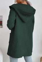 Load image into Gallery viewer, Ribbed Open Front Hooded Cardigan with Pockets
