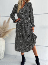 Load image into Gallery viewer, Printed Flounce Sleeve V-Neck Midi Dress
