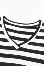 Load image into Gallery viewer, Striped V-Neck Short Sleeve Side Slit Dress
