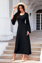 Load image into Gallery viewer, Tie Back Ribbed Round Neck Long Sleeve Dress

