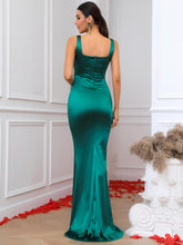 Load image into Gallery viewer, Sleeveless Square Neck Satin Dress with Train
