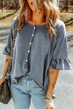 Load image into Gallery viewer, Button Front Flounce Sleeve Tee
