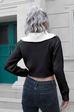 Load image into Gallery viewer, Contrast Collared Cropped Sweater
