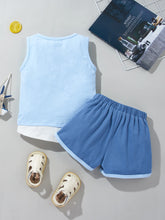 Load image into Gallery viewer, Kids Round Neck Tank and Striped Shorts Set
