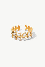 Load image into Gallery viewer, Inlaid Zircon Leaf Open Ring
