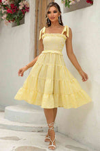 Load image into Gallery viewer, Striped Tie-Shoulder Tiered Dress
