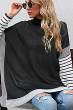 Load image into Gallery viewer, Striped Dolman Sleeve Mock Neck Knit Pullover
