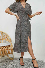 Load image into Gallery viewer, Printed V-Neck Flutter Sleeve Midi Dress
