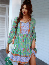 Load image into Gallery viewer, Bohemian Tassel Tie Tiered Dress
