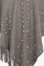 Load image into Gallery viewer, Pearl Trim Fringe Hem Poncho
