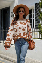 Load image into Gallery viewer, Woven Right Leopard Ribbed Trim Dropped Shoulder Sweater
