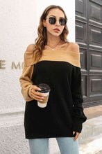 Load image into Gallery viewer, Ribbed Off-Shoulder Lantern Sleeve Pullover Sweater
