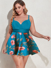 Load image into Gallery viewer, Plus Size Two-Tone Swim Dress and Bottoms Set
