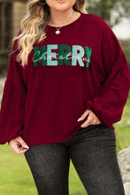 Load image into Gallery viewer, Plus Size MERRY CHRISTMAS Round Neck Long Sleeve Top
