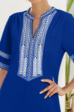 Load image into Gallery viewer, Contrast Side Slit Half Sleeve Dress
