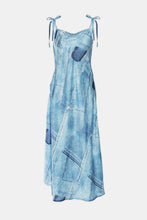 Load image into Gallery viewer, Tie-Shoulder Split Patchwork Denim Dress
