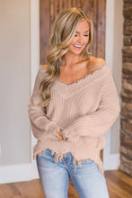 Load image into Gallery viewer, Frayed Hem Dropped Shoulder Sweater
