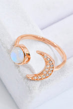 Load image into Gallery viewer, Natural Moonstone and Zircon Sun &amp; Moon Open Ring
