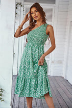 Load image into Gallery viewer, Ditsy Floral Smocked One-Shoulder Dress
