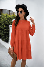 Load image into Gallery viewer, Balloon Sleeve Keyhole Tiered Dress
