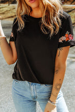 Load image into Gallery viewer, Embroidered Round Neck Tee Shirt
