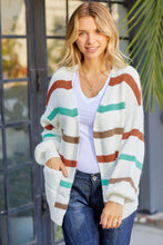 Load image into Gallery viewer, Striped Open Front Dropped Shoulder Cardigan
