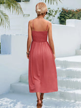 Load image into Gallery viewer, Decorative Button Spaghetti Strap Midi Dress
