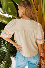 Load image into Gallery viewer, Bohemian Tassel Half Puff Sleeve Top
