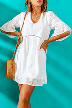 Load image into Gallery viewer, Applique V-Neck Flounce Sleeve Mini Dress
