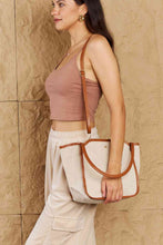Load image into Gallery viewer, Fame Beach Chic Faux Leather Trim Tote Bag in Ochre
