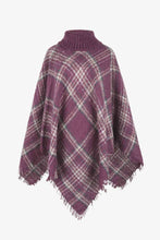 Load image into Gallery viewer, Plaid Turtleneck Fringe Hem Poncho
