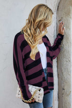 Load image into Gallery viewer, Striped Dolman Sleeve Open Front Cardigan
