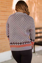 Load image into Gallery viewer, Geometrical Pattern Round Neck Dropped Shoulder Pullover Sweater
