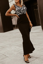 Load image into Gallery viewer, Two-Tone Sequin Sleeveless Plunge Maxi Dress
