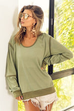 Load image into Gallery viewer, BiBi Waffle Knit Contrast Trim Long Sleeve T-Shirt
