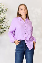 Load image into Gallery viewer, Zenana Full Size Texture Button Up Raw Hem Long Sleeve Shirt
