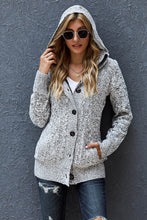 Load image into Gallery viewer, Cable-Knit Fleece Lining Button-Up Hooded Cardigan
