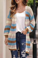 Load image into Gallery viewer, Full Size Striped Long Sleeve Openwork Cardigan
